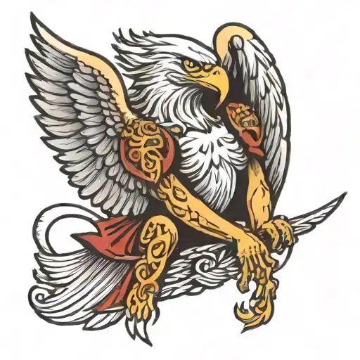 Eagle Wings Wrapped Around An Angel Sitting