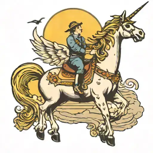 Unicorn Riding A Banana Into The Sunset Sky