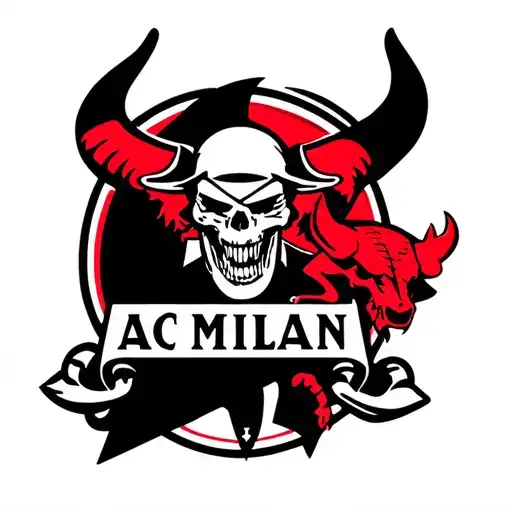 Ac Milan Logo With The Devil In The Background And A Bandit From The South Curve