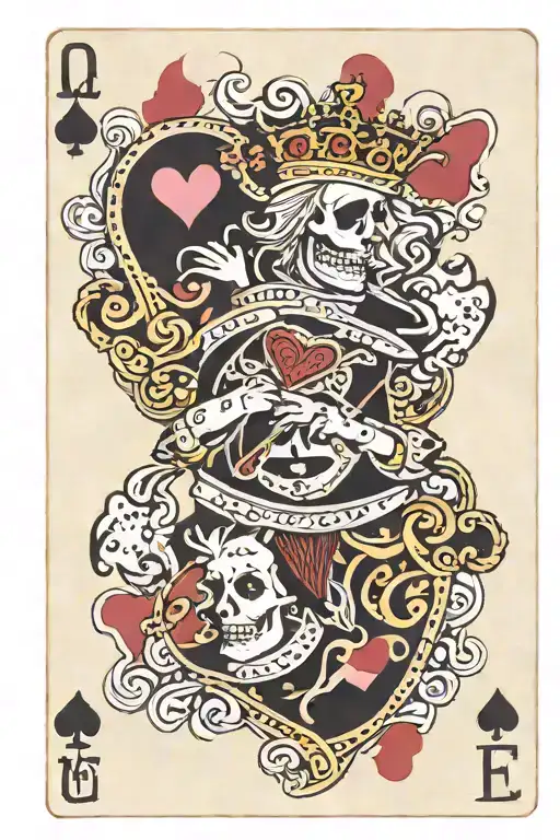Skelton Queen Of Hearts Playing Card