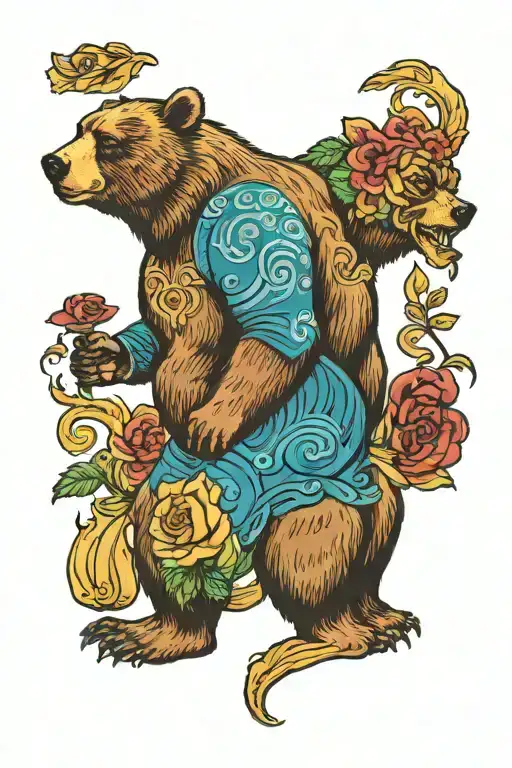 Full Body Bear With Two Heads