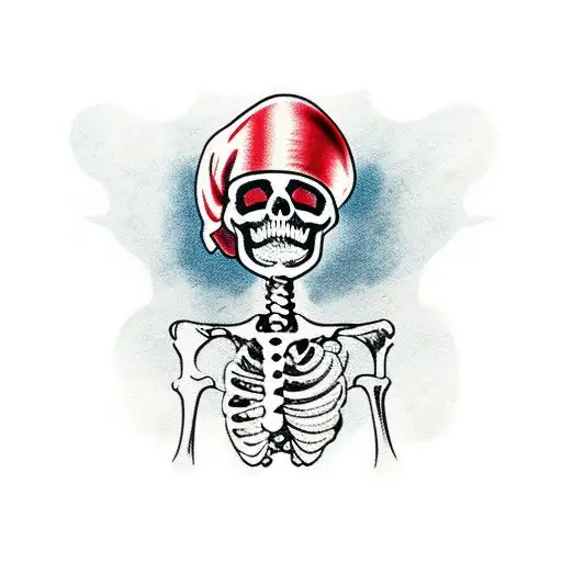 British Red Coat Skeleton With A Cutlass Down Its Throat