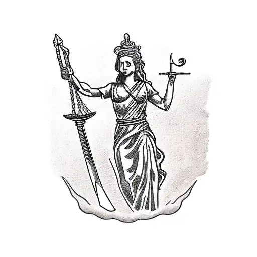 Lady Justice As Caduceus And Sword