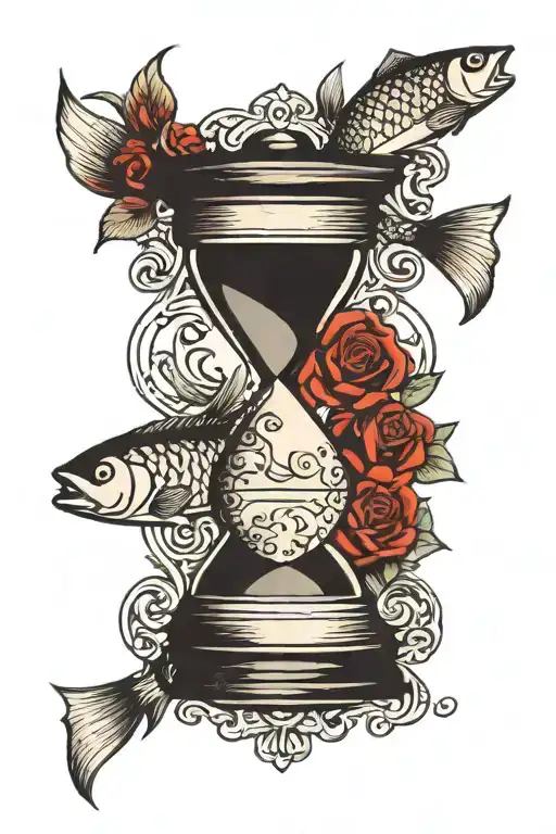 An Hour Glass Containing The Card Face Hearts On Top And The Carp Face Spade On Bottom