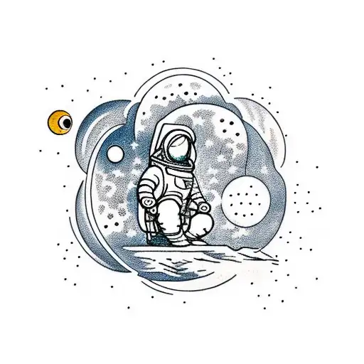 An Astronaut In The Lotus Position Meditating With The Universe In The Background