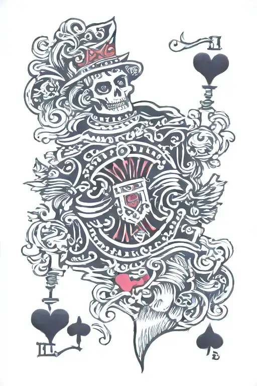 Skelton Queen Of Hearts Playing Card