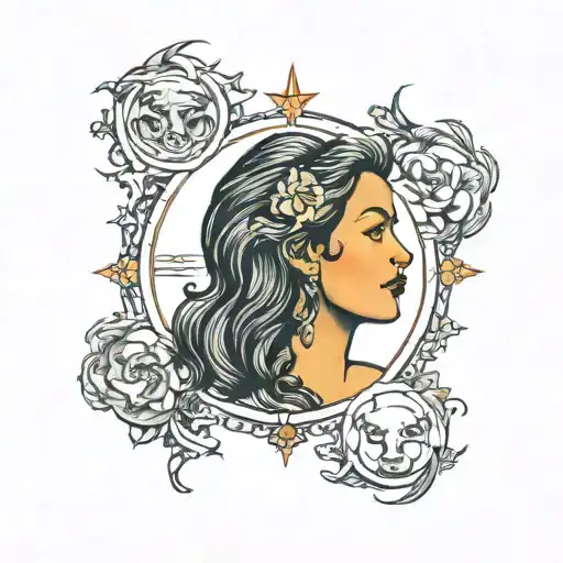 A Portrait Of Your Wife With Zodiac Symbols Integrated Into The Design