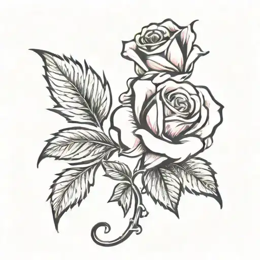 Rose With Vine Thin Long