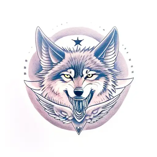 Wolf Pup With Angel Wings Chewing On The Halo
