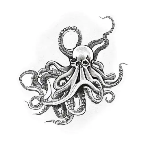 Octopus Skeleton Flowers Heart