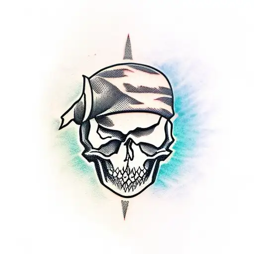 Skull With Sunset And River