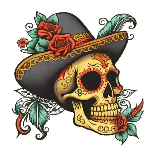 Mexican Skull With Colour For Women Shoulder