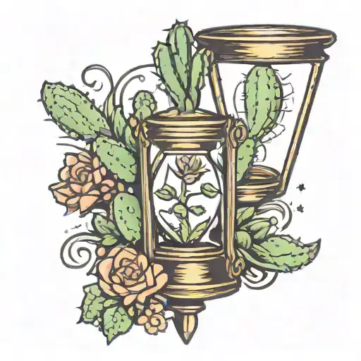 Cactus Inside An Hourglass