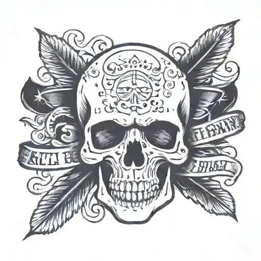 Skull With Text Banner
