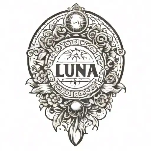 Luna Name Tattoo Design Incorporating Elements