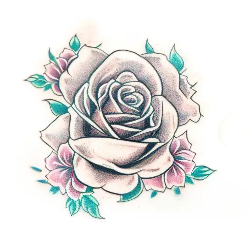 Jacminou Rose With Flowery Design Around It