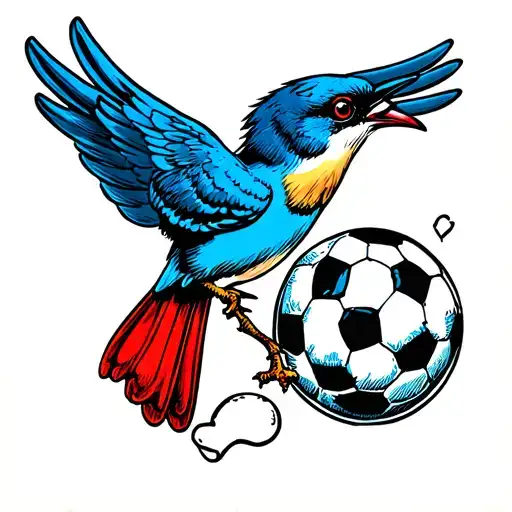 Swallow With A Soccer Ball And A Withered Wing Attached