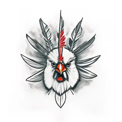 Cardinal Bird With Chieftain Headdress