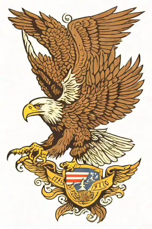 Bald Eagle Flying And 1776 Flag Waving