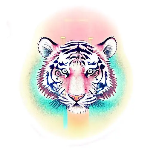 Tiger With Chinese Character Of Tiger Next To It