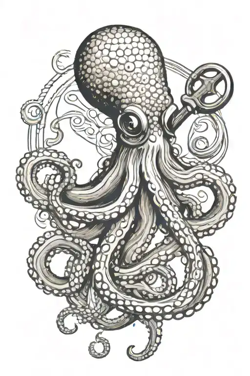 Octopus Holding A Beach Tennis Racket On Its Tentacle