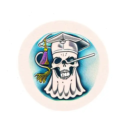 The Grim Reaper Throwing A Graduation Cap In The Air