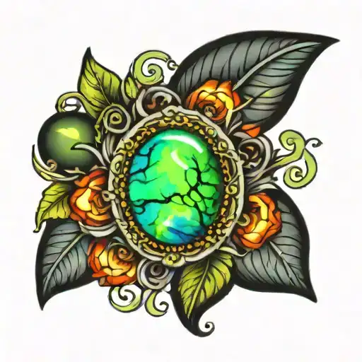 Black Opal Stone Grey All Around Llike With Green Highllights