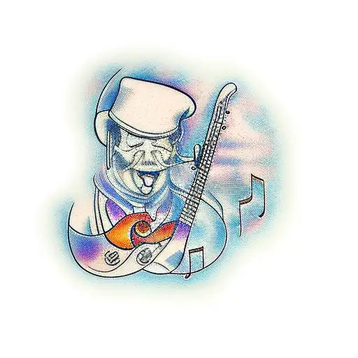 Curving Music Staff With Notes