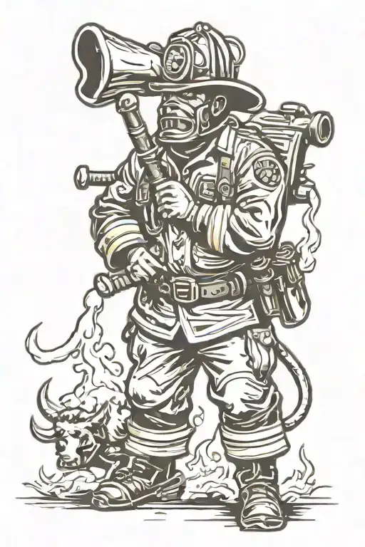 Firefighting And Bull