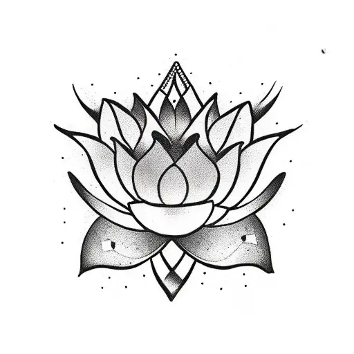 Lotus Flower With Symbols Pattern Inside