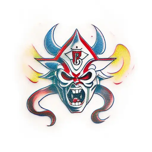Mask Oni With Color Red And Blue