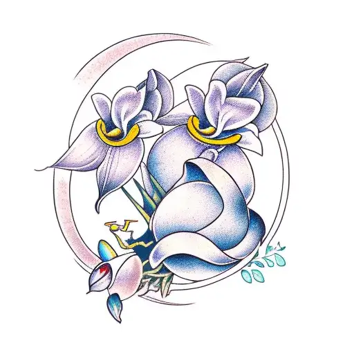 The Orquidea Flower Together With An Antulio Flower With The Moon And The Name Lidia Written