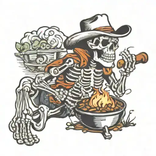 Cowboy Skeleton Grilling Beans