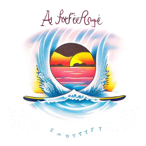 A Silhouette Of A Surfer Standing On A Surfboard Against A Vibrant Sunset