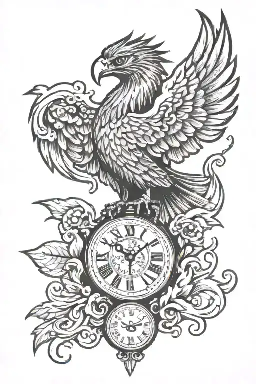 Phoenix Rising Talons Holding Pocketwatch