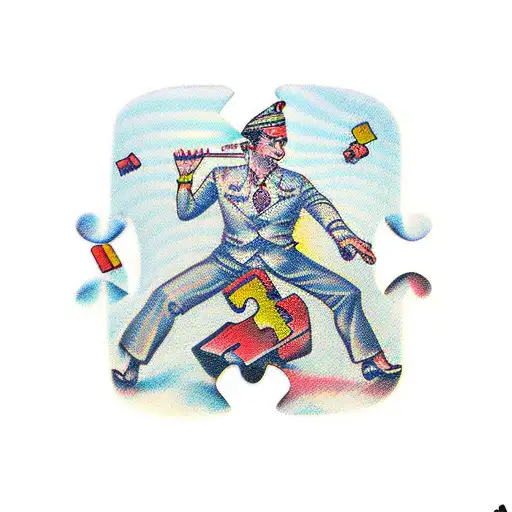 Descending Music Staff With Puzzle Piece