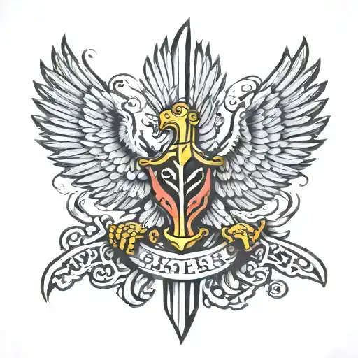 Blad Eagle Gripping A Sword