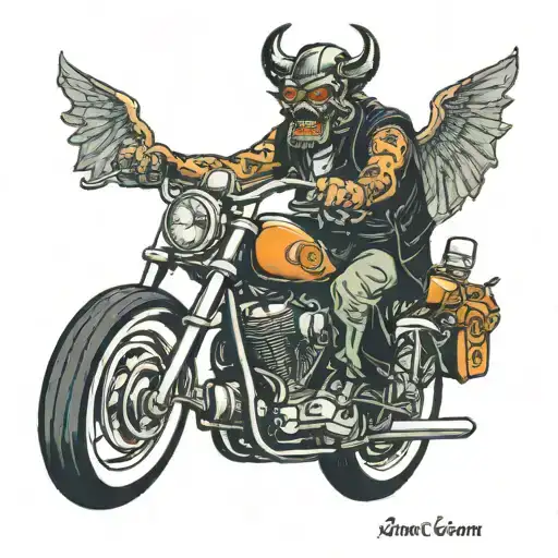 Demon On The Chopper Motorcycle