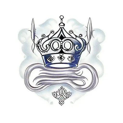 An Elegant Lock With A Crown And Feather Details