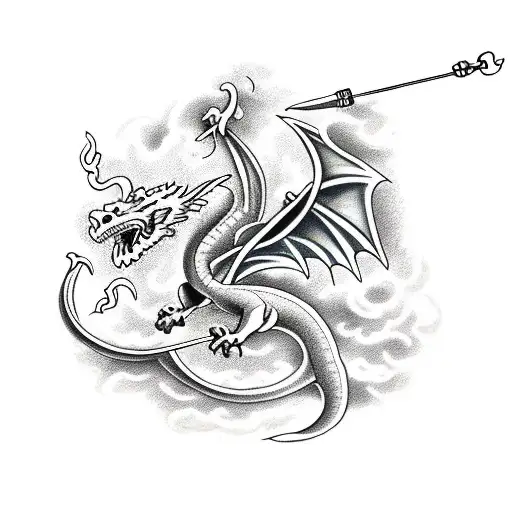 Dragon With Spear In Heart