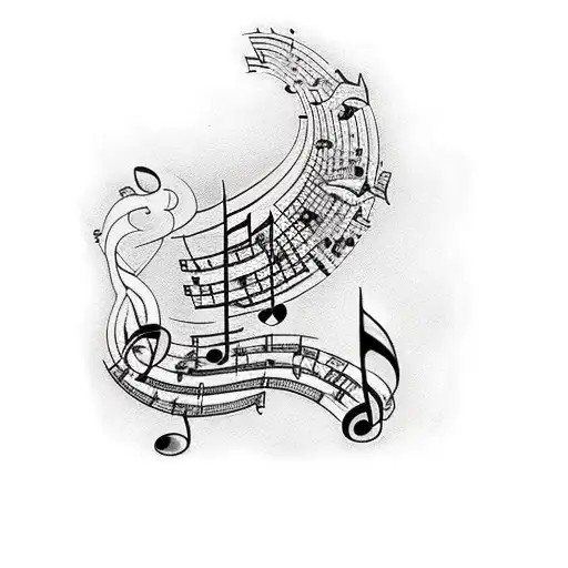 A Traditional Style Tattoo Of A Music Sheet With Lyrics From Your Favorite Song