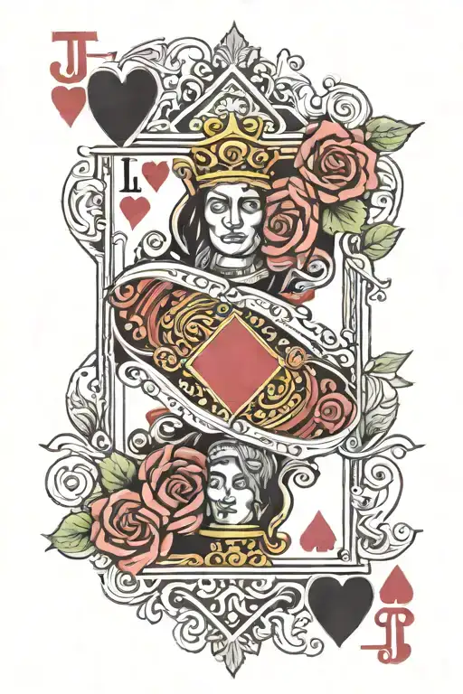 Jack Of Hearts Playing Card With 1 Rose And 11 Thorns Embedded