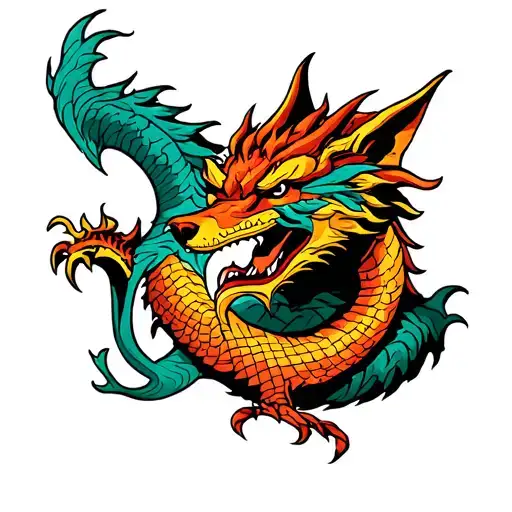 Mythical Qillin With A Dragon Body And Wolf Head