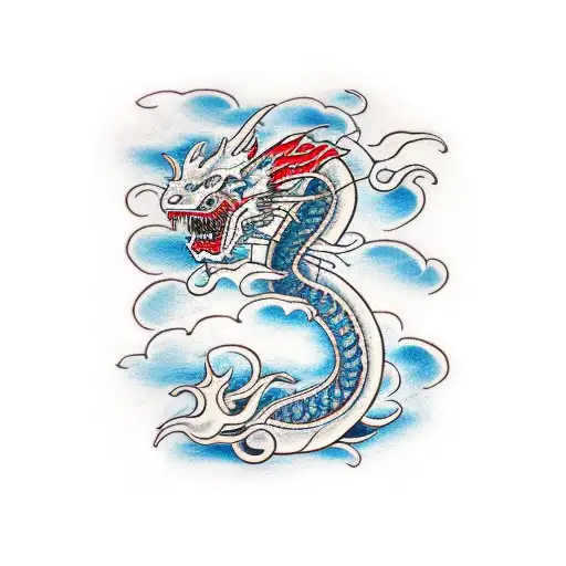 Traditional Japanese Dragon Tattoo With A Motorcycle Incorporated