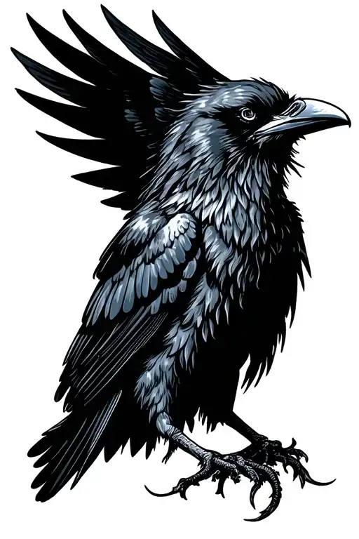 Raven With Charred Wings
