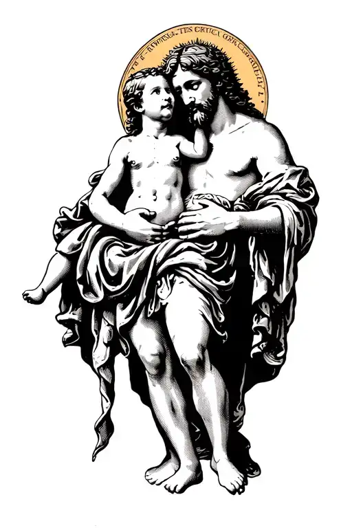 Saint Christopher Holding Baby Jesus Christ