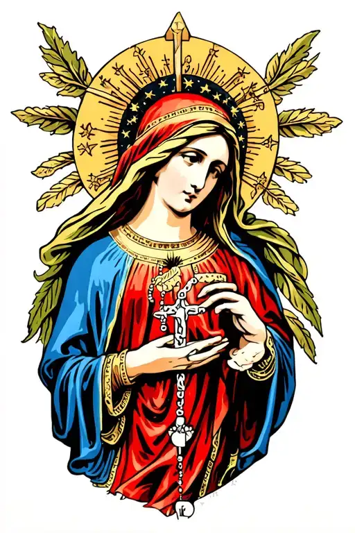 Mary And Rosary Intertwined
