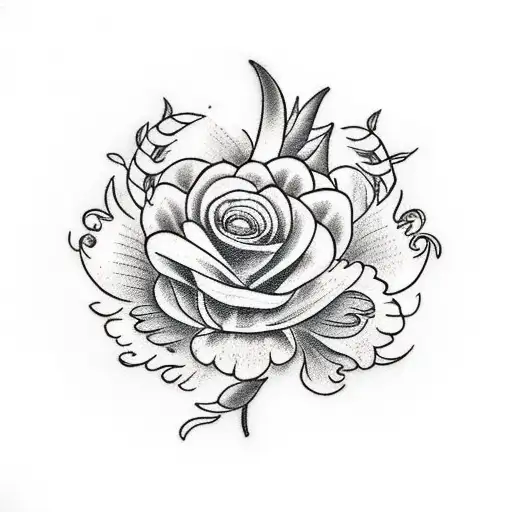 A Traditional-style Tattoo Featuring A Bouquet Of July Birth Flowers Surrounding The Letter K