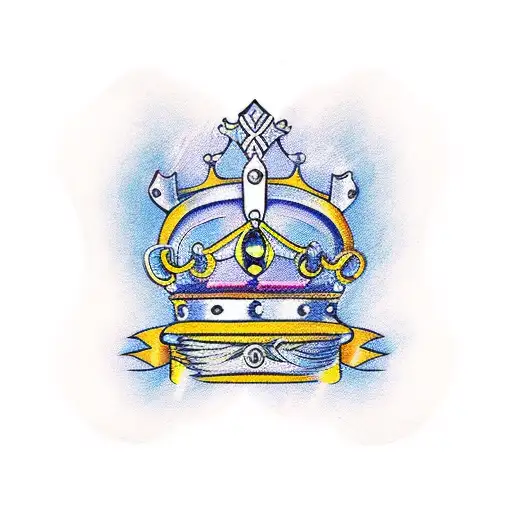 An Elegant Lock With A Crown And Feather Details