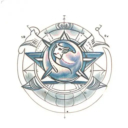 Globe With Capricorn Zodiac Sign In The Middle